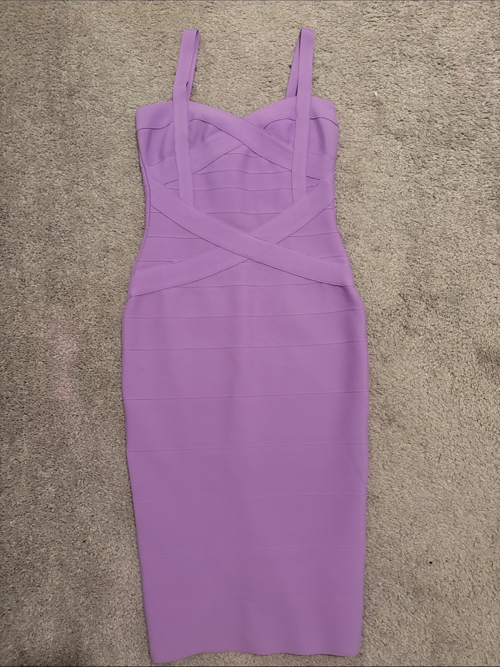 SHEIN Lavender Crisscross Bodycon Midi Dress